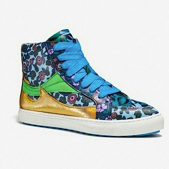 FLASH SALE | NEW Coach High Top Retro Dainty Leather Sneaker - Picture 1 of 15